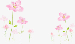 手绘梦幻粉色花朵花海装饰素材