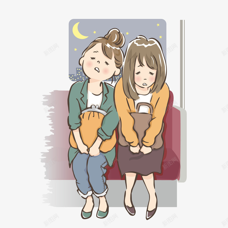 瞌睡疲惫女生手绘矢量图eps免抠素材_88icon https://88icon.com 上班 免扣PNG 创意 夜晚 女生 手绘 时尚 瞌睡 矢量图