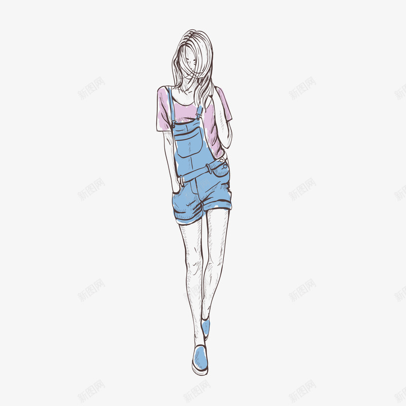 手绘时尚模特矢量图ai免抠素材_88icon https://88icon.com 女装服饰 女装模特 手绘时尚 手绘的 时尚模特 服装模特 矢量图