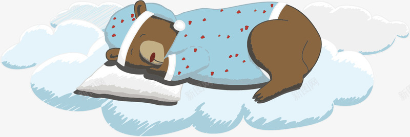 卡通睡觉的小熊png免抠素材_88icon https://88icon.com 免抠PNG 卡通 圆点 帽子 睡衣 睡觉的小熊 童趣