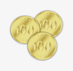 麦穗币金黄色百元纪念币矢量图高清图片