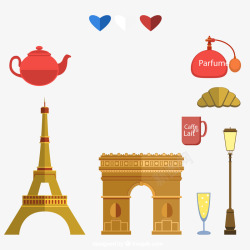 浪漫邂逅法国卡通铁塔矢量图高清图片