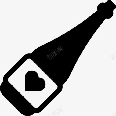 心型香槟瓶心符号图标图标