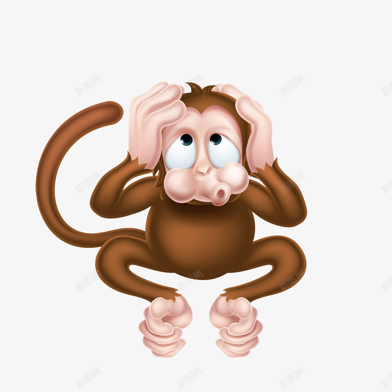 双手抱头的小猴子png免抠素材_88icon https://88icon.com 双手抱头 可爱表情 嘟嘴 效果图 淘气小猴子 表情特效