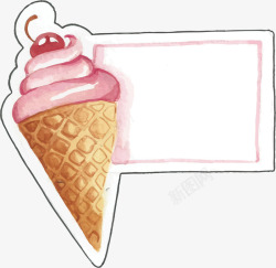 水彩粉红色冰激凌标题框矢量图素材