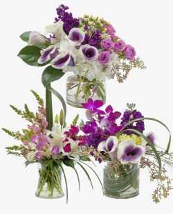 紫色中式插花玻璃瓶插花素材
