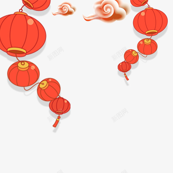 飘扬的红色灯笼卡通psd免抠素材_88icon https://88icon.com 中国风式构图 中式构图 创意花纹 古典花纹 灯笼 背景设计 飘扬