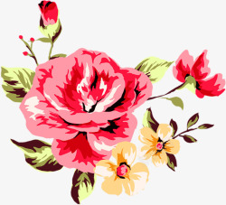 红色中式牡丹花朵素材