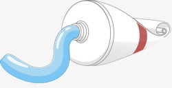 白色挤压出蓝色牙膏的牙膏管卡通素材
