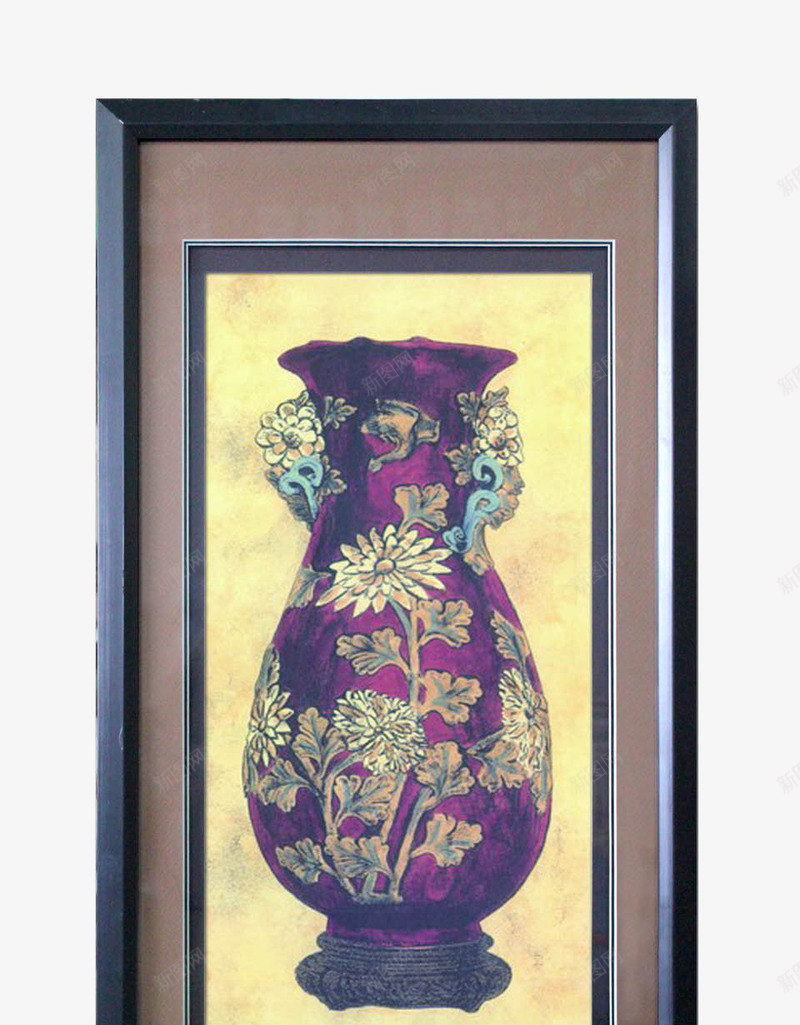 中式古典紫色瓷瓶木框壁画png免抠素材_88icon https://88icon.com 中式壁画 古典花纹 木框 紫色瓷瓶