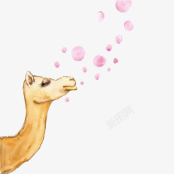 可爱骆驼手绘骆驼与泡泡高清图片
