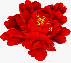 红色复古中式牡丹素材