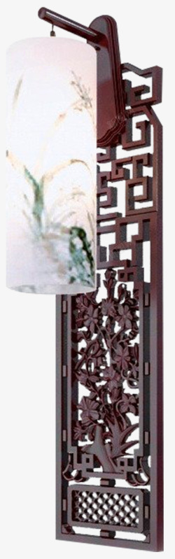 古典中式红木花格壁灯素材