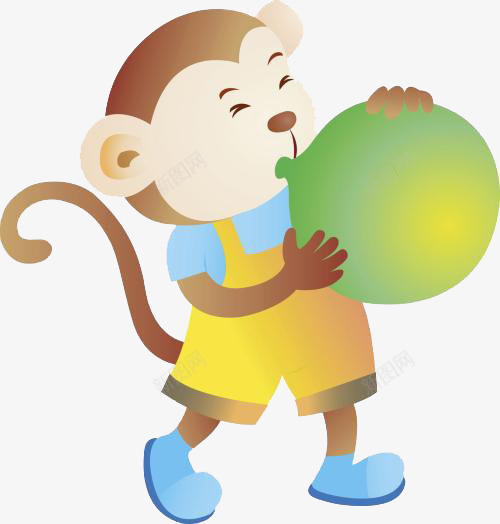 吹气球的卡通猴子png免抠素材_88icon https://88icon.com 免抠图 动物 效果图 气球 猴子 装饰图 装饰画