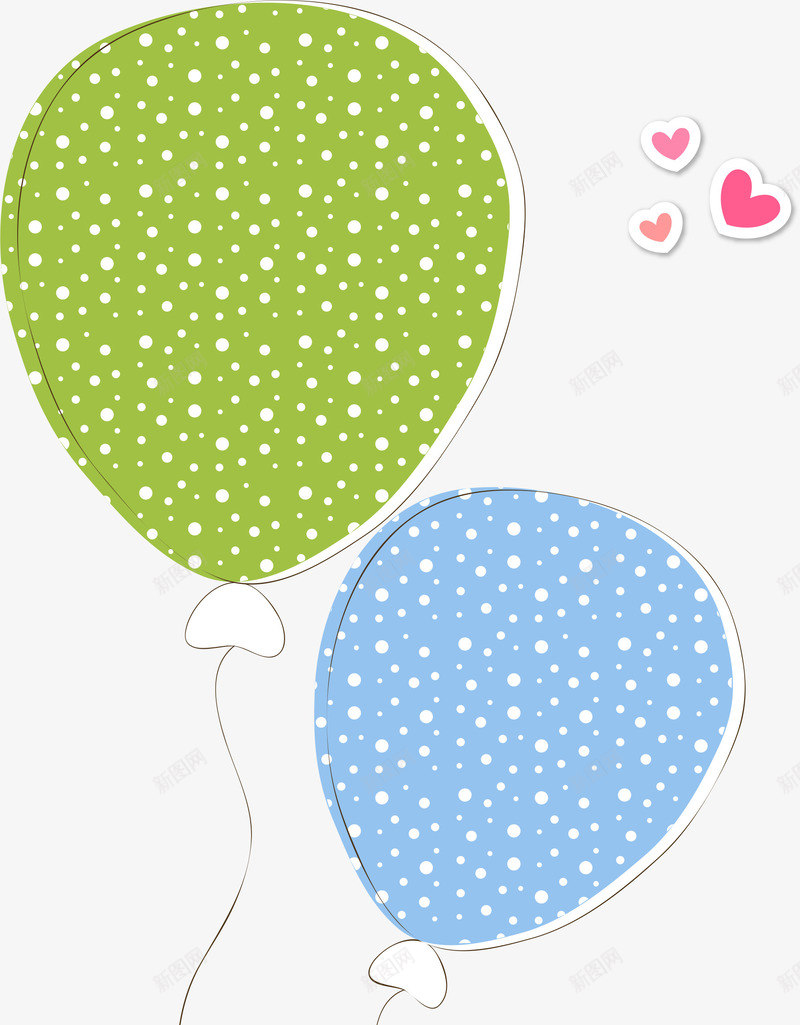 气球矢量图ai免抠素材_88icon https://88icon.com VI 儿童 卡通 可爱 喜庆 圆点 心形 手绘 气球 绿色 蓝色 矢量图