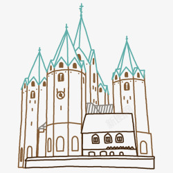 卡通手绘城堡建筑素材