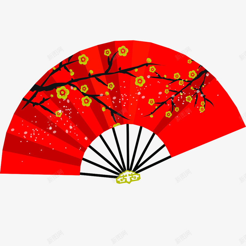 红色手绘梅花折扇png免抠素材_88icon https://88icon.com 喜庆 手绘 折扇 梅花 红色 装饰