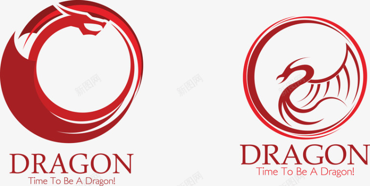 时尚红色的龙logo矢量图图标图标