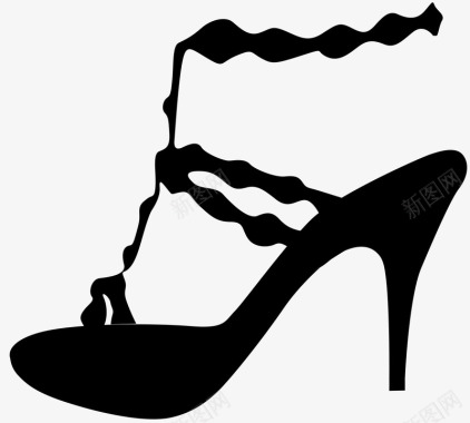 女士高跟鞋女士高跟鞋剪影矢量图图标图标