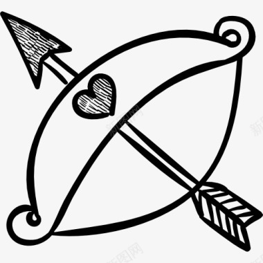 丘比特的弓和箭爱的弓和箭图标图标