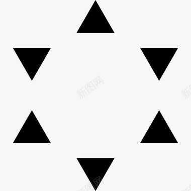金色多边形星的六个小三角形图标图标