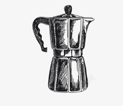 黑色线条手绘咖啡杯子素材