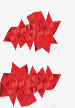 红色几何低多边形花纹矢量图素材