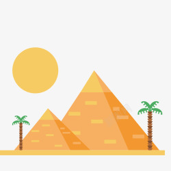 扁平化椰子树黄色金字塔矢量图高清图片