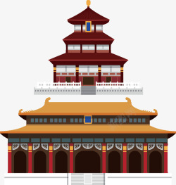 中国古代标志性建筑物矢量图素材