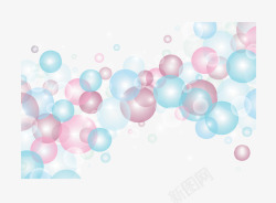蓝粉色梦幻气泡花纹矢量图素材