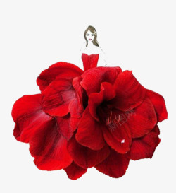 红色花朵美女素材