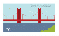 旧金山金门大桥邮票矢量图素材