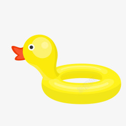 黄色创意鸭子游泳圈矢量图素材