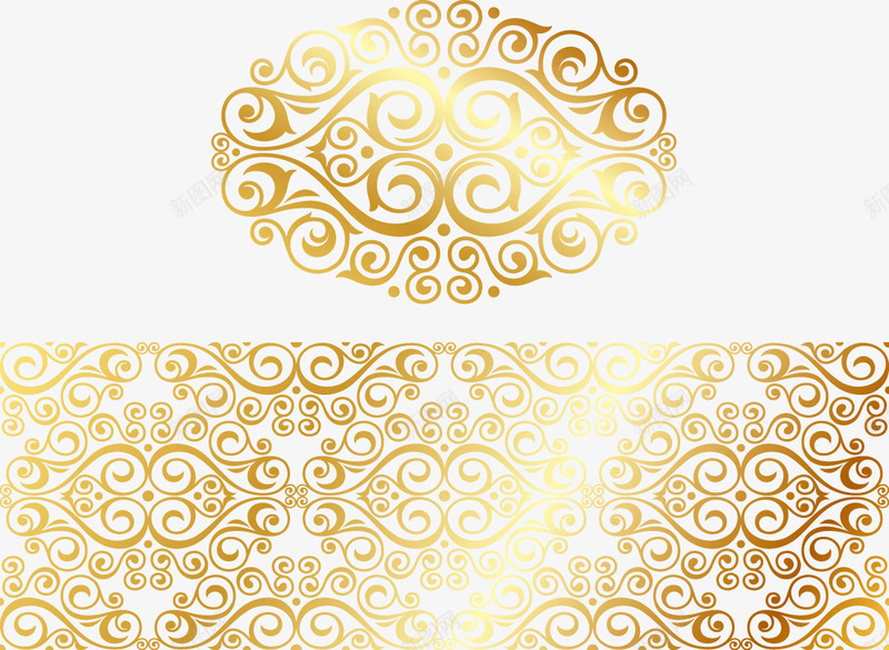 复古金色花纹矢量图ai免抠素材_88icon https://88icon.com 中式花纹 复古花纹 金色花纹 矢量图