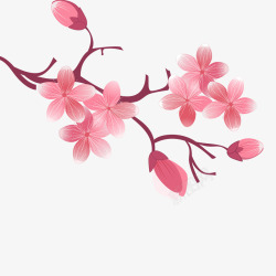 粉色桃花树云朵手绘爱情桃花树矢量图高清图片