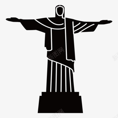里约热内卢耶稣山建筑旅游景点剪矢量图图标图标