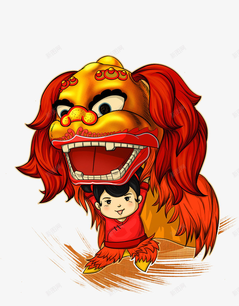 红色舞狮子的小孩png免抠素材_88icon https://88icon.com 中国风 免抠图 小孩 效果图 舞狮子 装饰图 装饰画