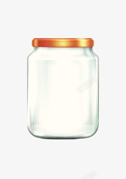 透明反光的橙色盖子广口瓶实物素材