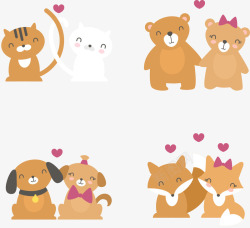 浪漫小情侣图组卡通动物浪漫小情侣矢量图高清图片