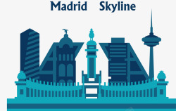 西班牙首都马德里建筑剪影素素材