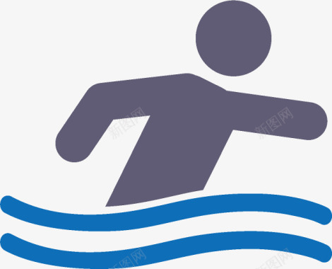 卡通版手绘游泳的人物图标图标