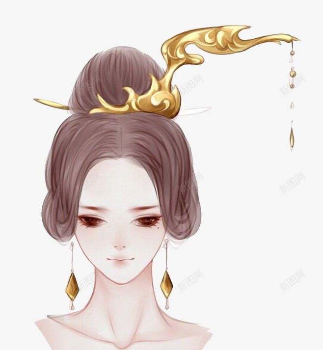 发髻png免抠素材_88icon https://88icon.com 发型 古代 古典 手绘 美女 金钗