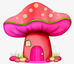 圆点蘑菇卡通童话房子素材