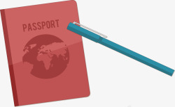 红色封面旅游护照矢量图素材