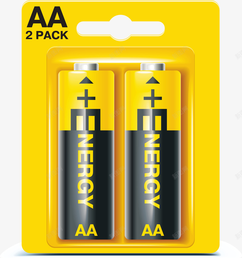 黄色电池包装元素矢量图ai免抠素材_88icon https://88icon.com 塑料包装 电池 装饰 黄色 矢量图