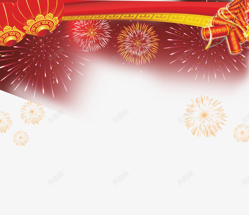 新年喜庆psd免抠素材_88icon https://88icon.com 免抠大图下载 喜庆素材 新年 灯笼 烟花