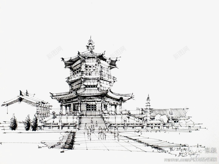 古建png免抠素材_88icon https://88icon.com 中国风 中式建筑 塔 复古建筑 素描古建