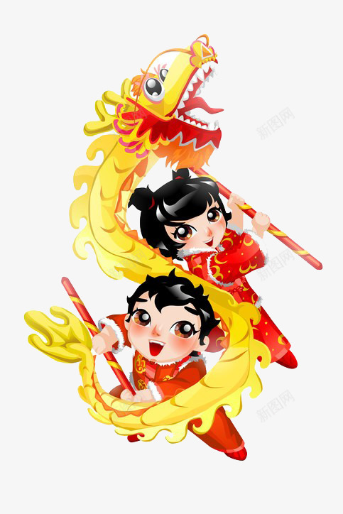 喜庆卡通人物png免抠素材_88icon https://88icon.com 喜庆卡通人物 小孩子 开心 插画人物 舞龙