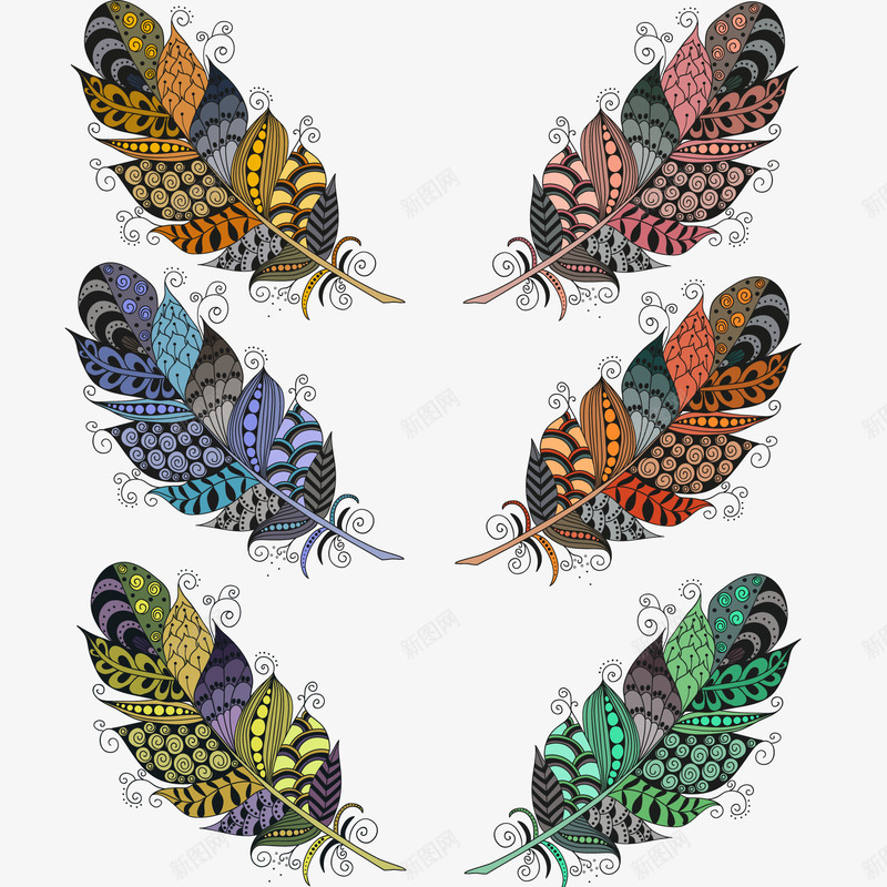 彩色的羽毛图案png免抠素材_88icon https://88icon.com 图案设计 彩绘 彩色 手绘 纹身图案 羽毛