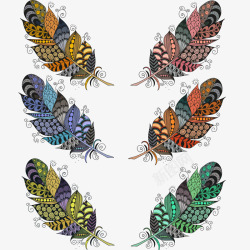 彩色纹身彩色的羽毛图案高清图片